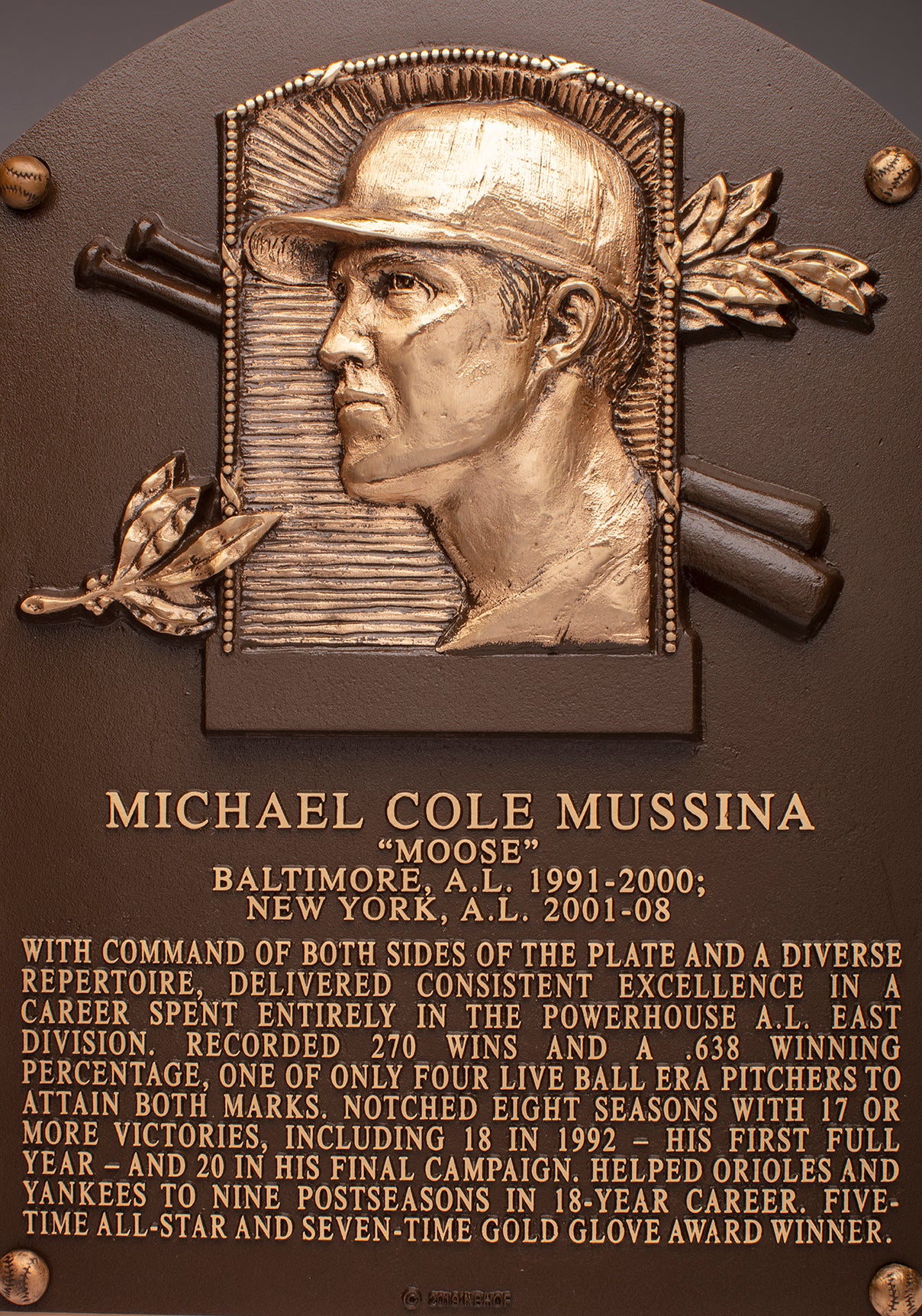 Mike Mussina Hall of Fame plaque