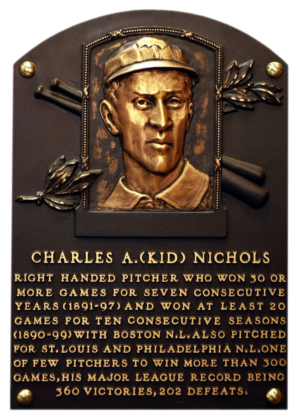 Kid Nichols Hall of Fame plaque