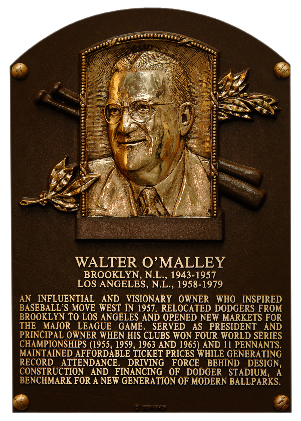 Walter O'Malley Hall of Fame plaque