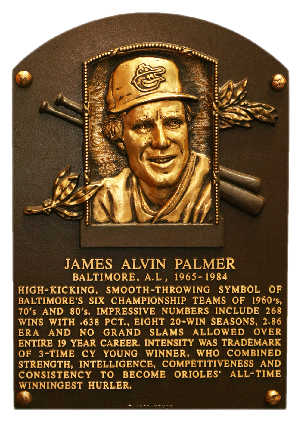 Jim Palmer Hall of Fame plaque