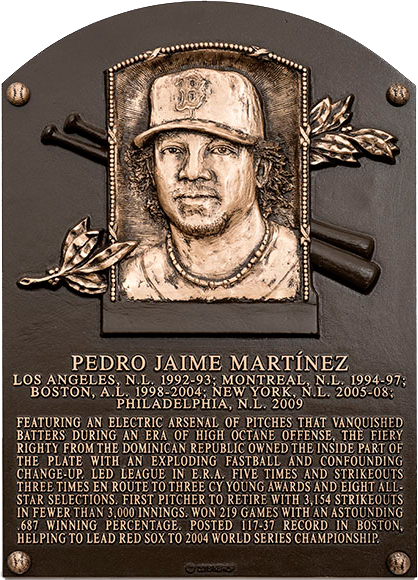 Pedro Martínez Hall of Fame plaque