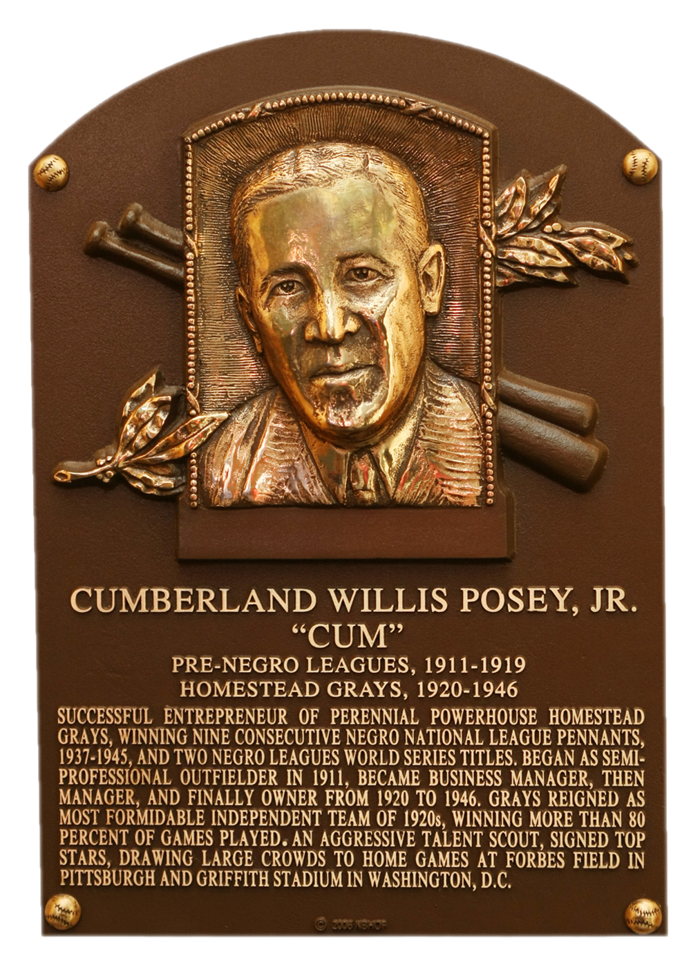Cumberland Posey Hall of Fame plaque