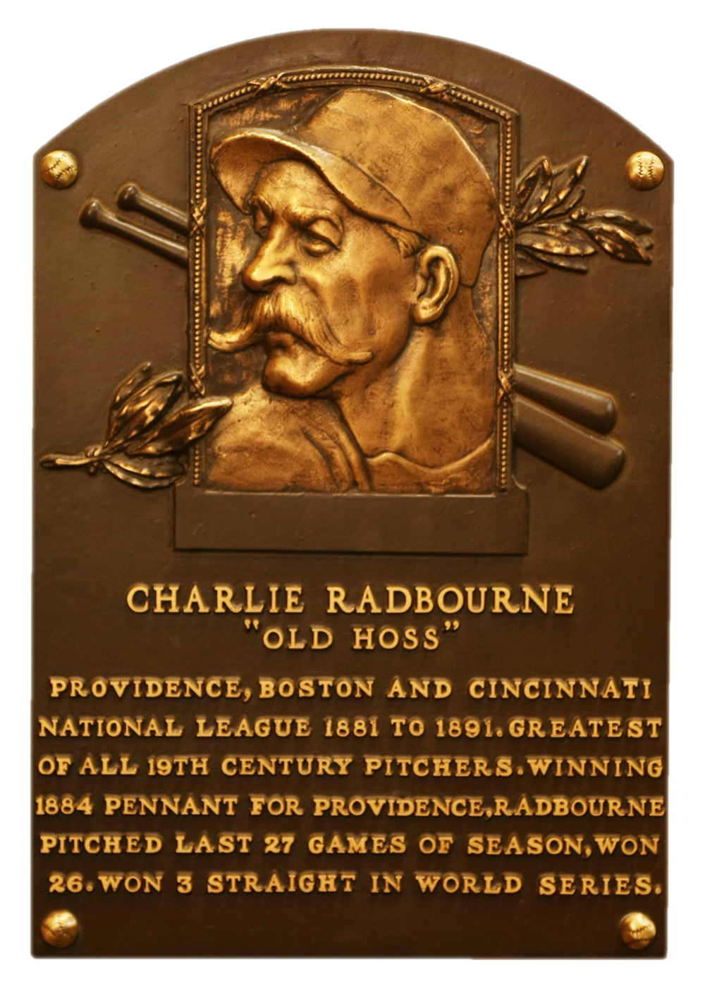 Old Hoss Radbourn Hall of Fame plaque
