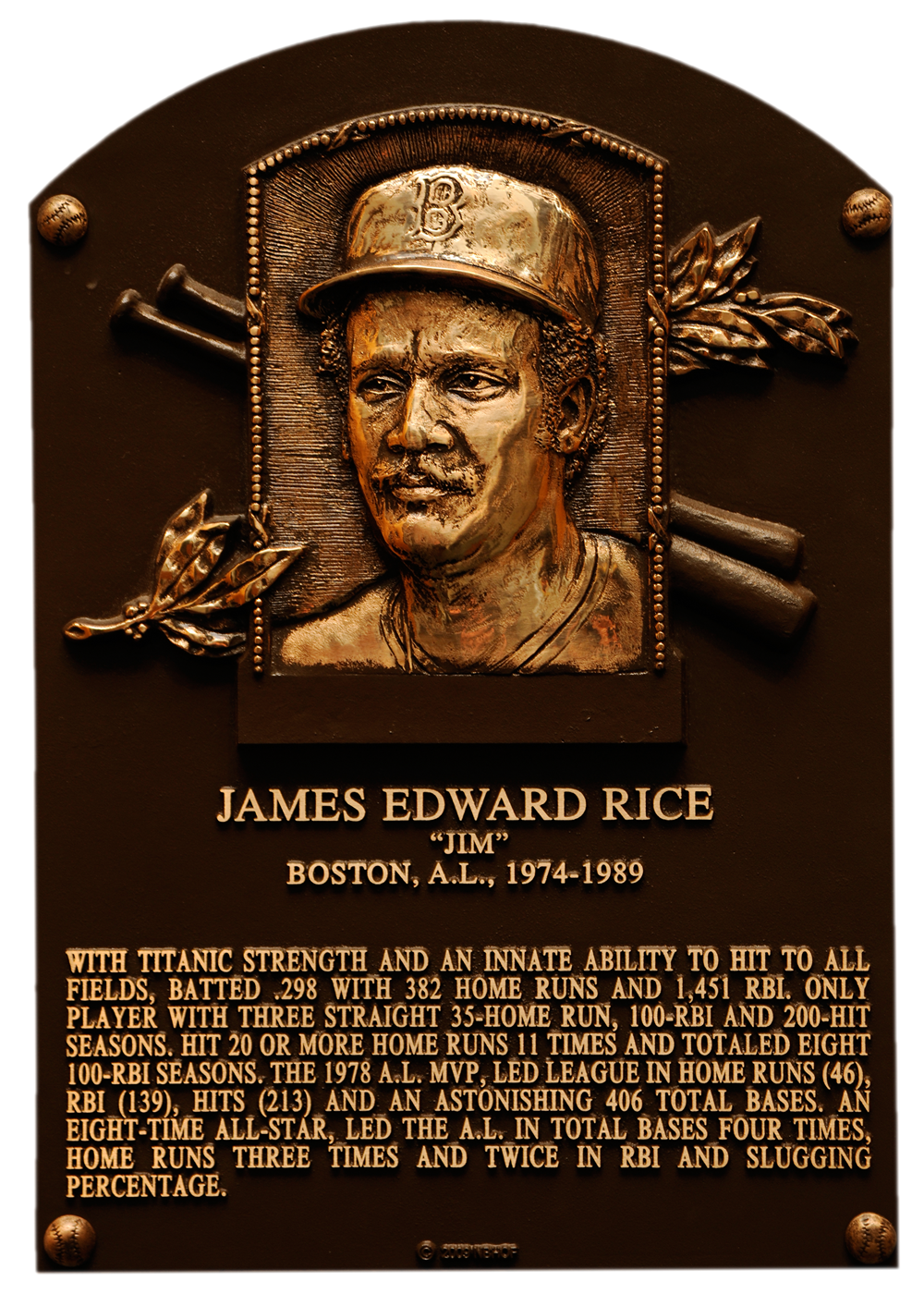 Jim Rice Hall of Fame plaque