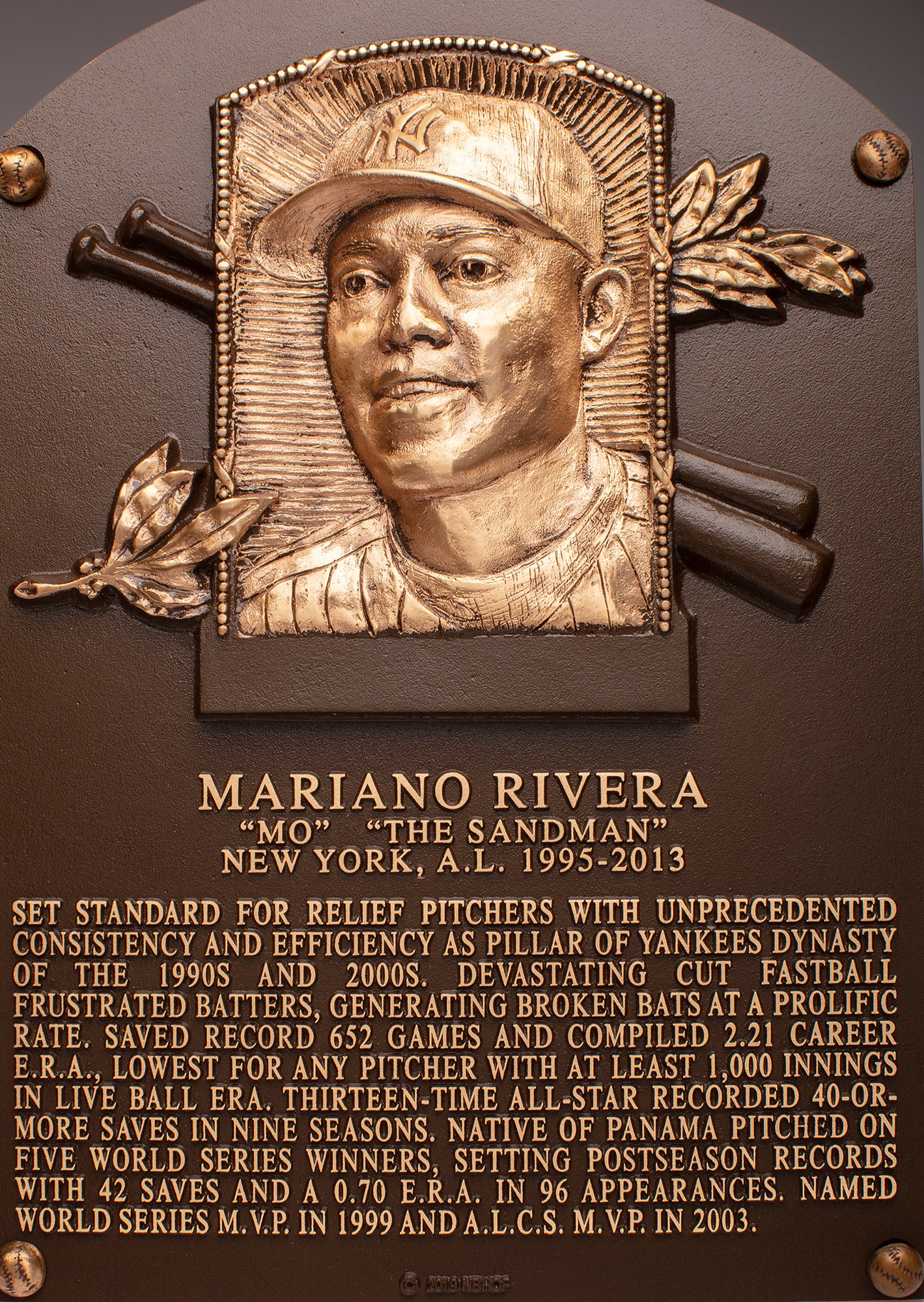 Mariano Rivera Hall of Fame plaque