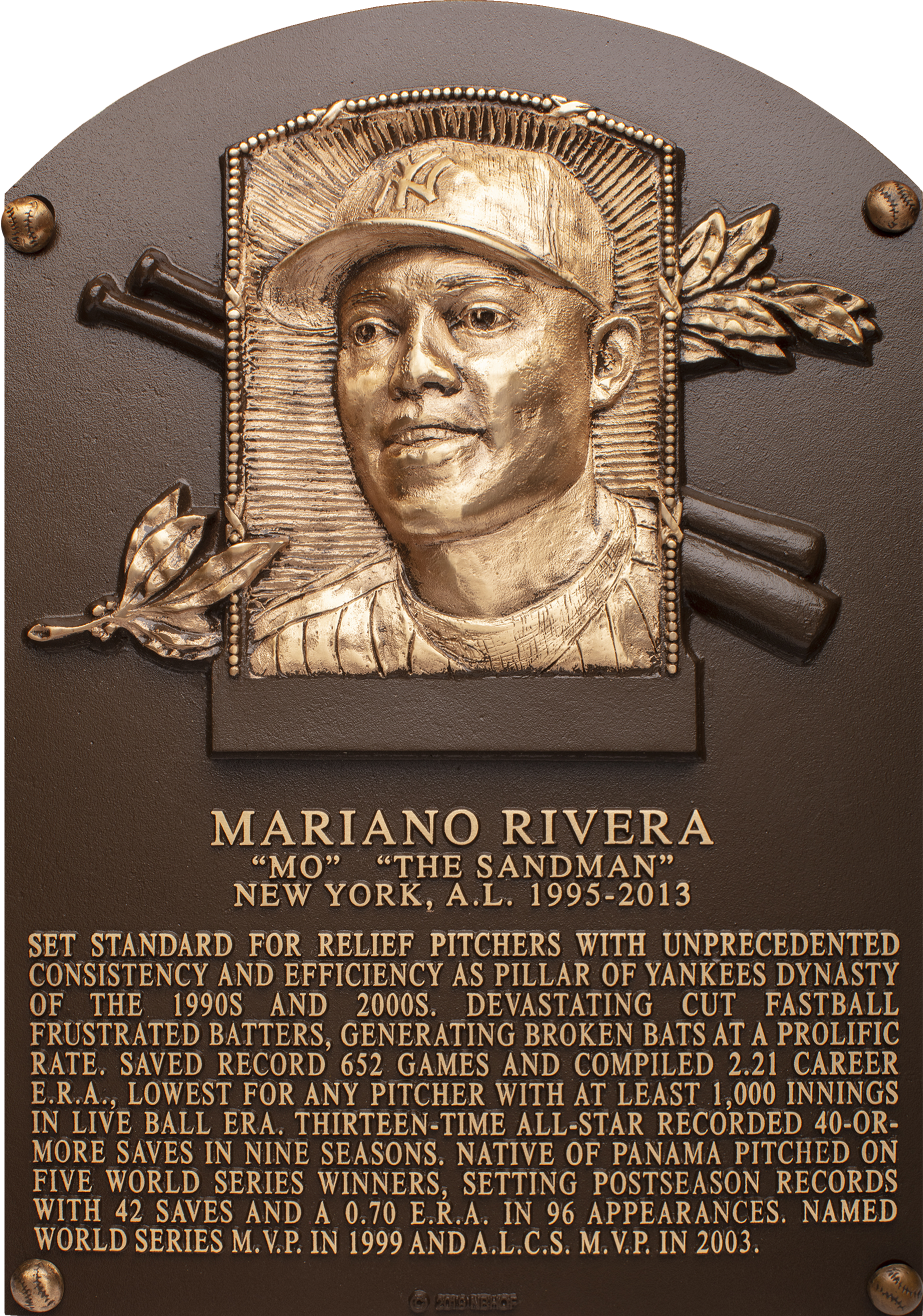 Mariano Rivera Hall of Fame plaque
