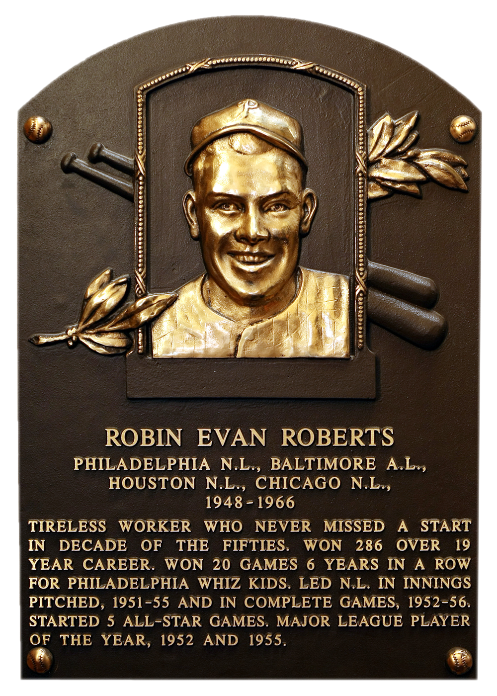 Robin Roberts Hall of Fame plaque