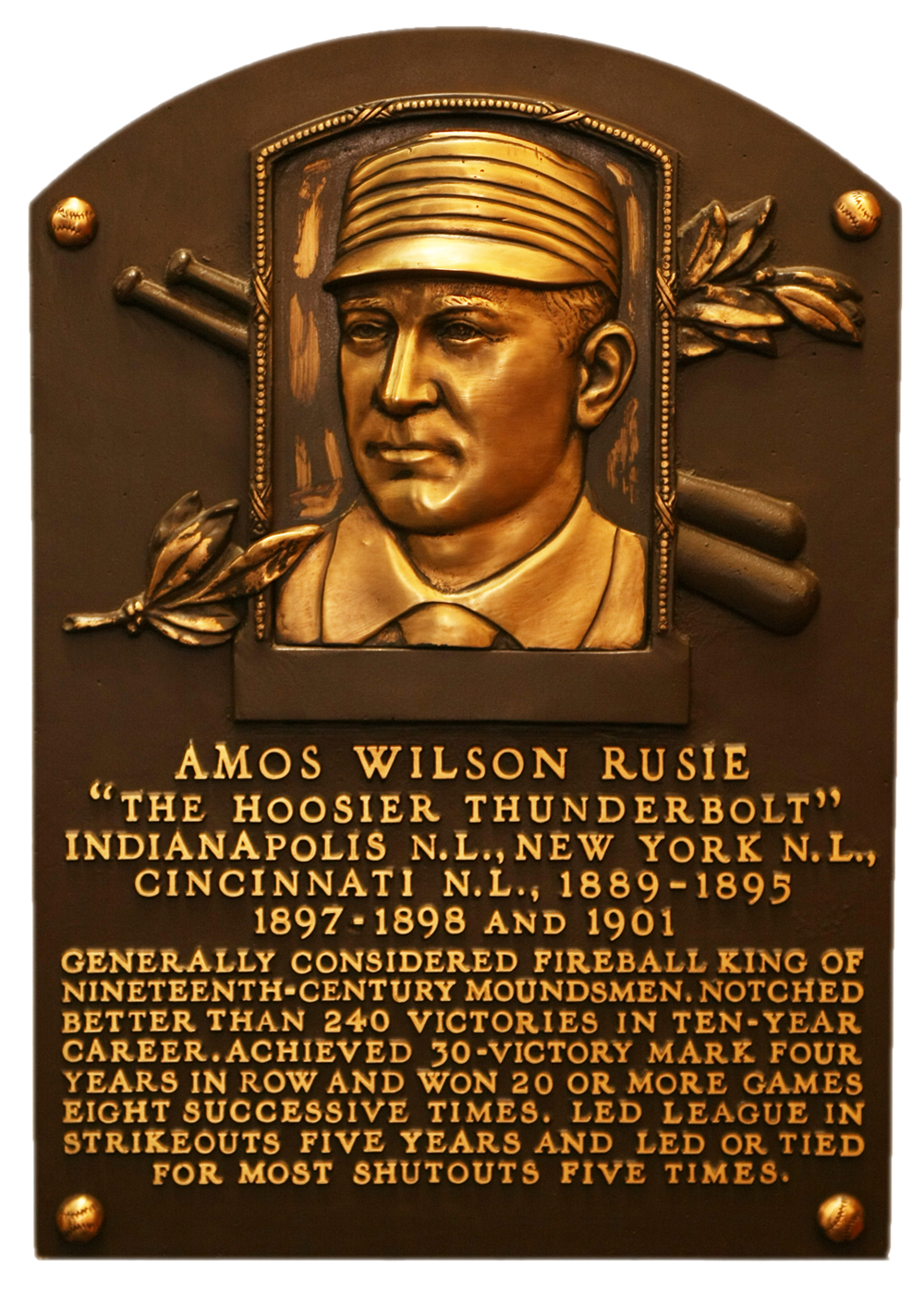 Amos Rusie Hall of Fame plaque