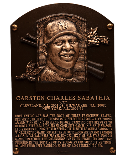 CC Sabathia Hall of Fame plaque