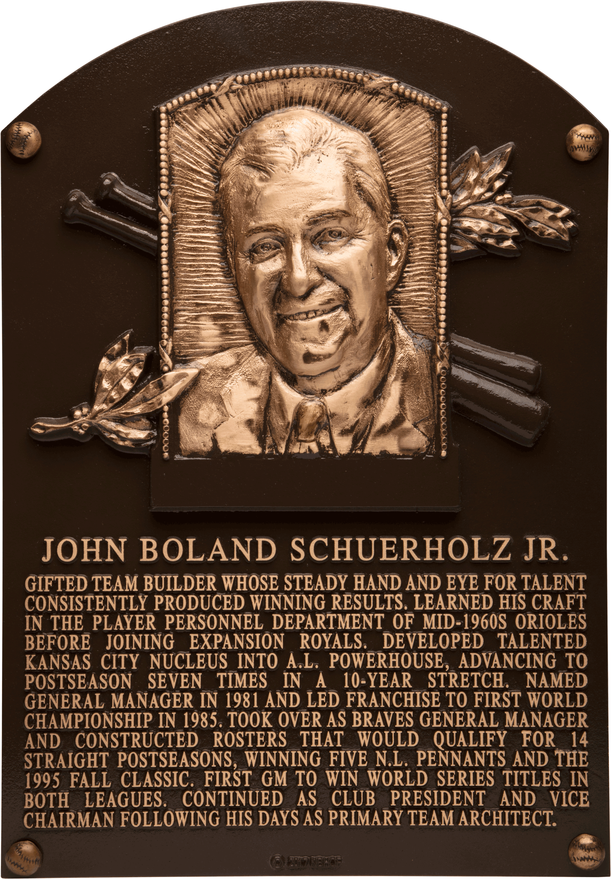 John Schuerholz Hall of Fame plaque