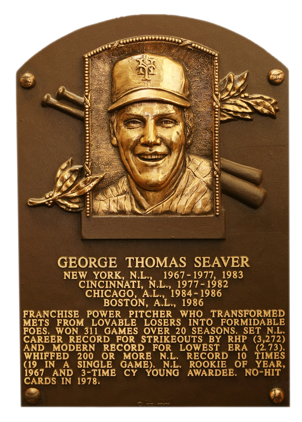 Tom Seaver Hall of Fame plaque