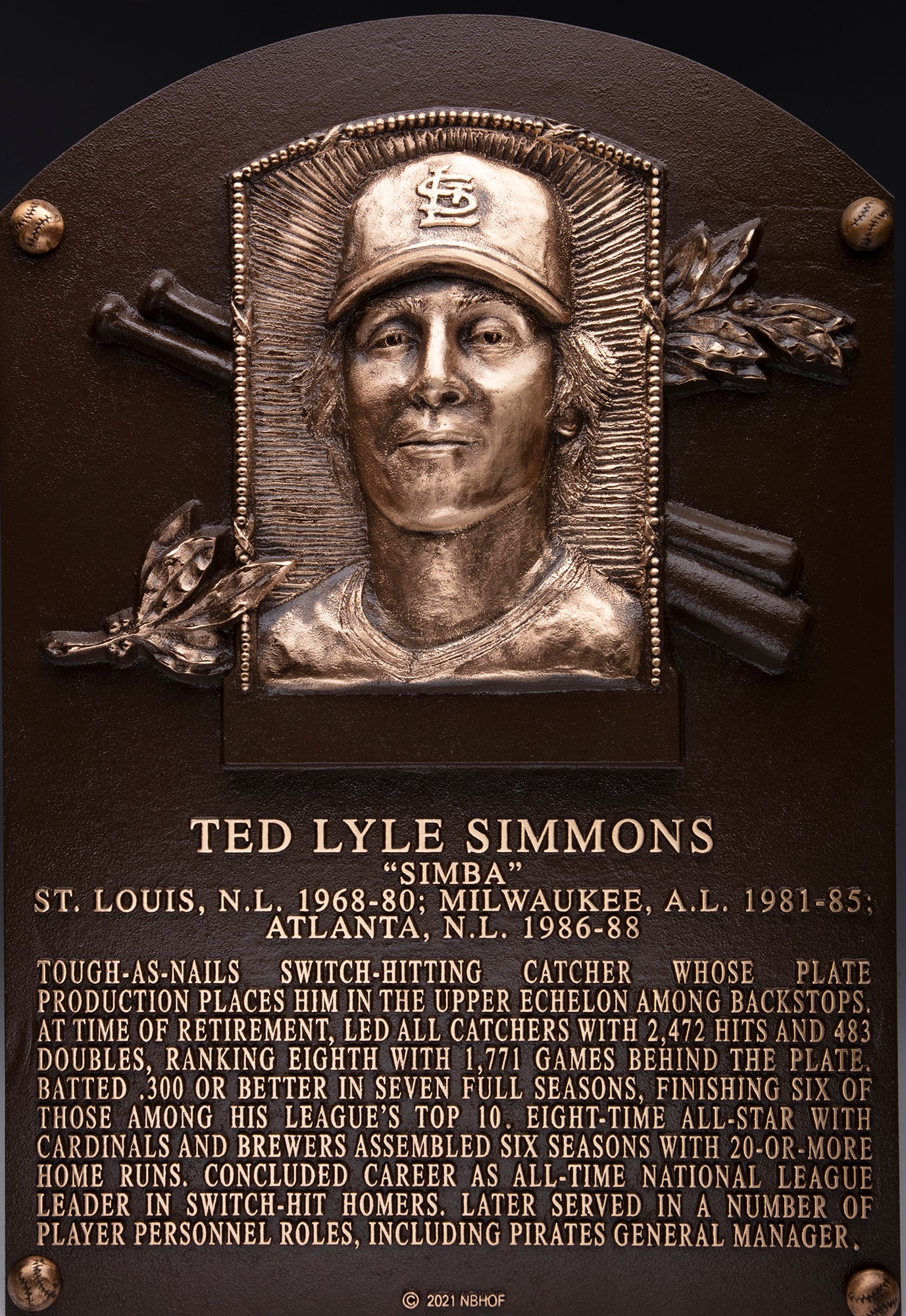 Ted Simmons Hall of Fame plaque
