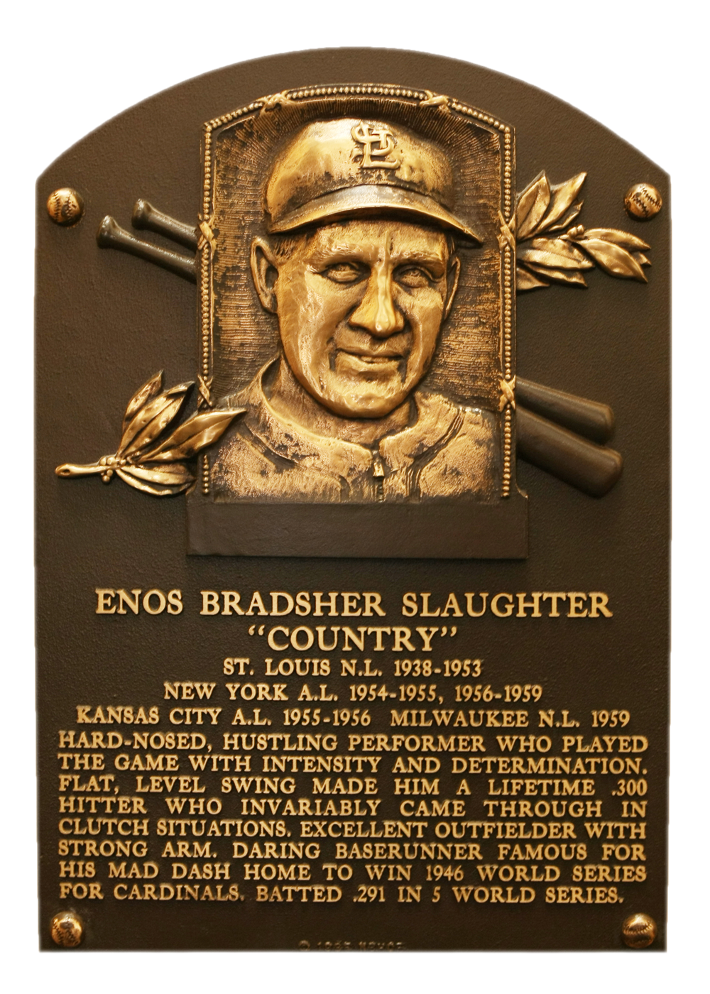 Enos Slaughter Hall of Fame plaque