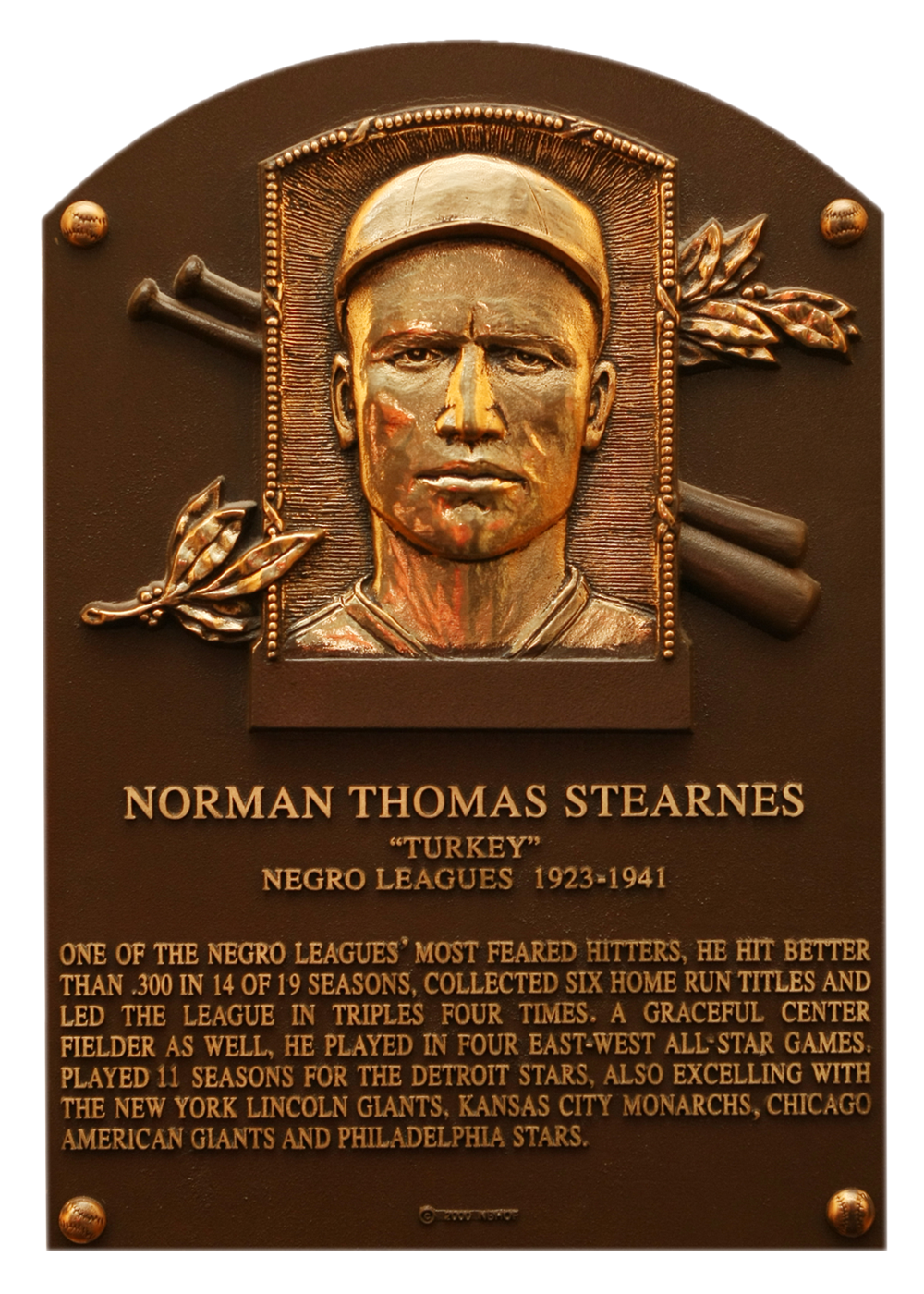Turkey Stearnes Hall of Fame plaque