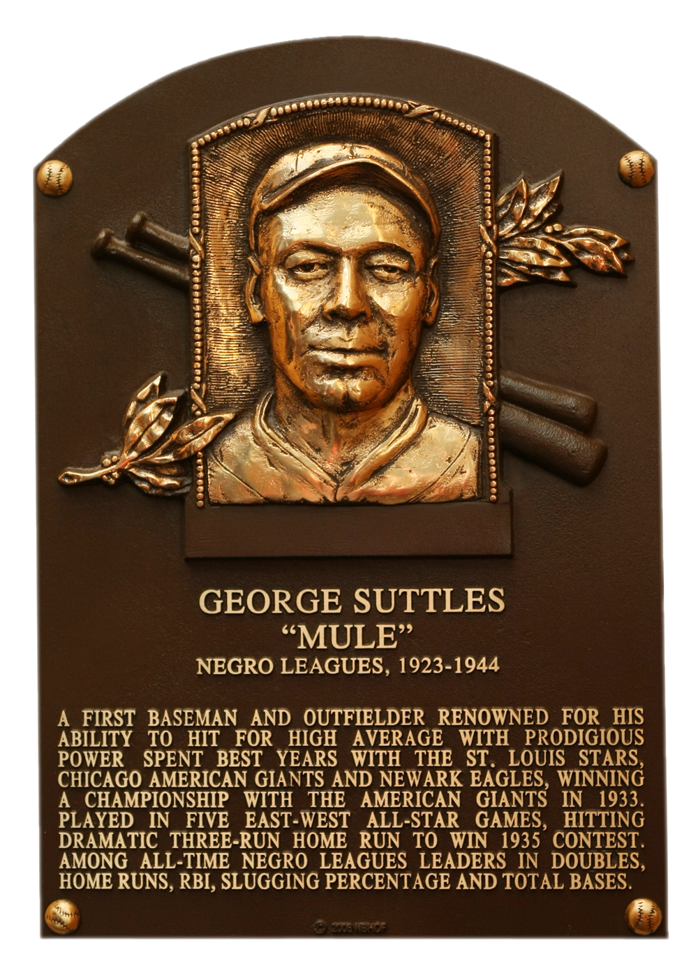 Mule Suttles Hall of Fame plaque