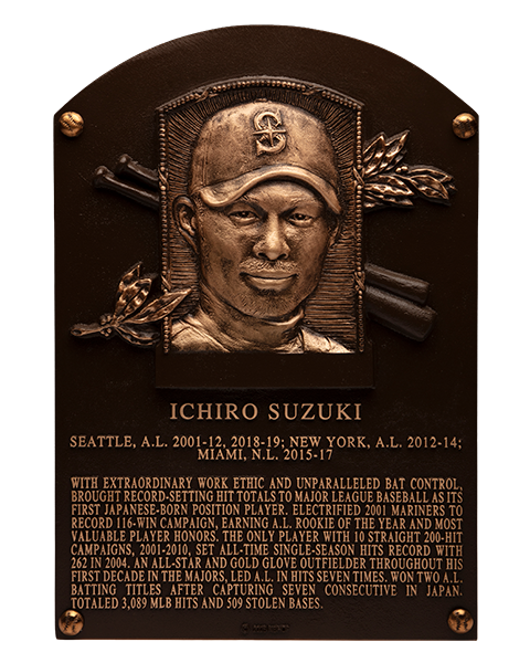 Ichiro Suzuki Hall of Fame plaque