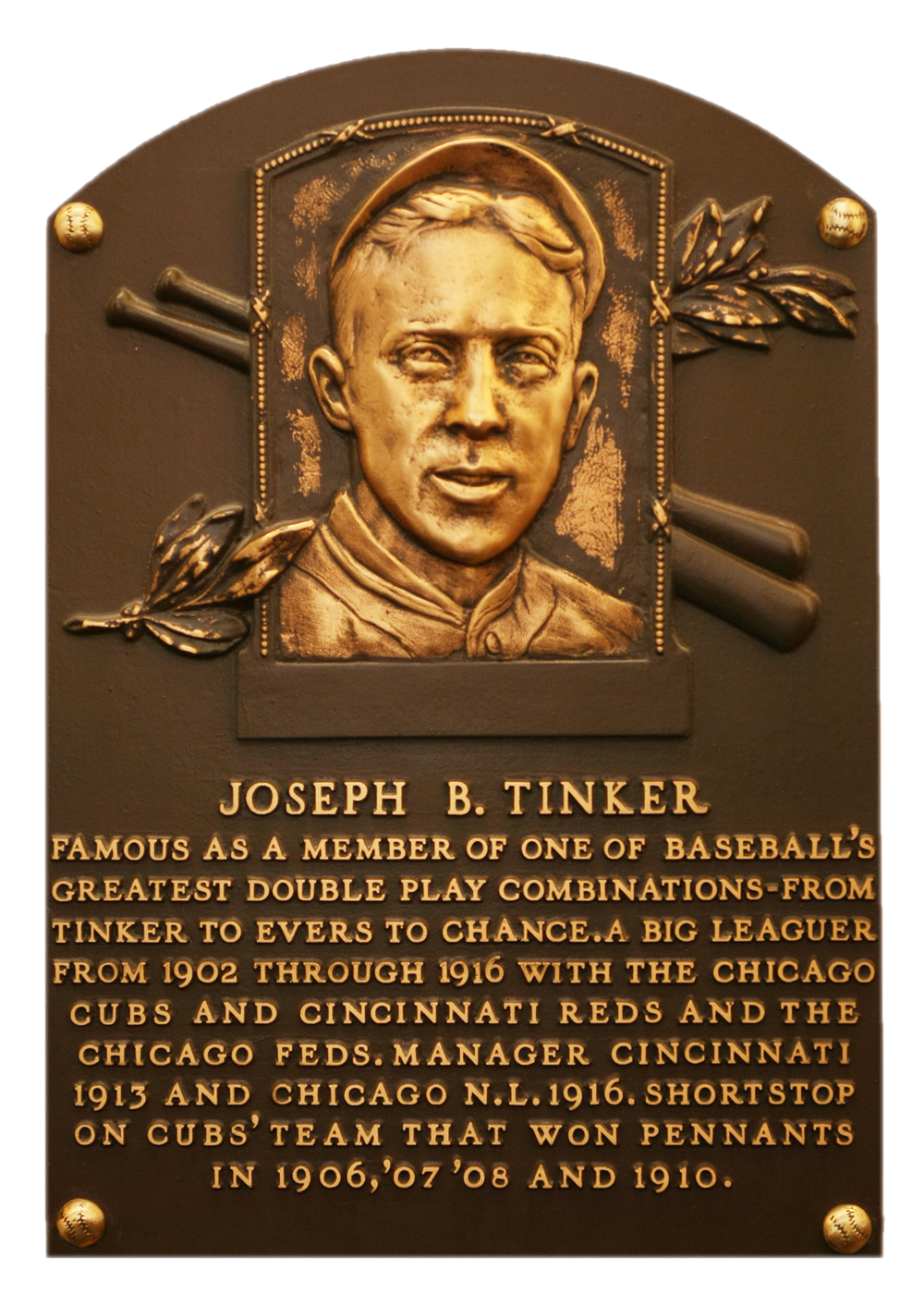 Joe Tinker Hall of Fame plaque