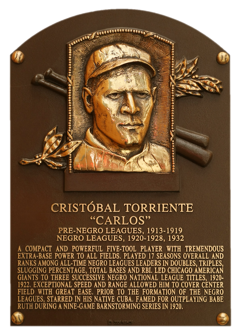 Cristóbal Torriente Hall of Fame plaque