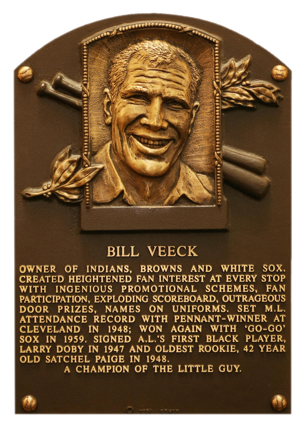 Bill Veeck Hall of Fame plaque