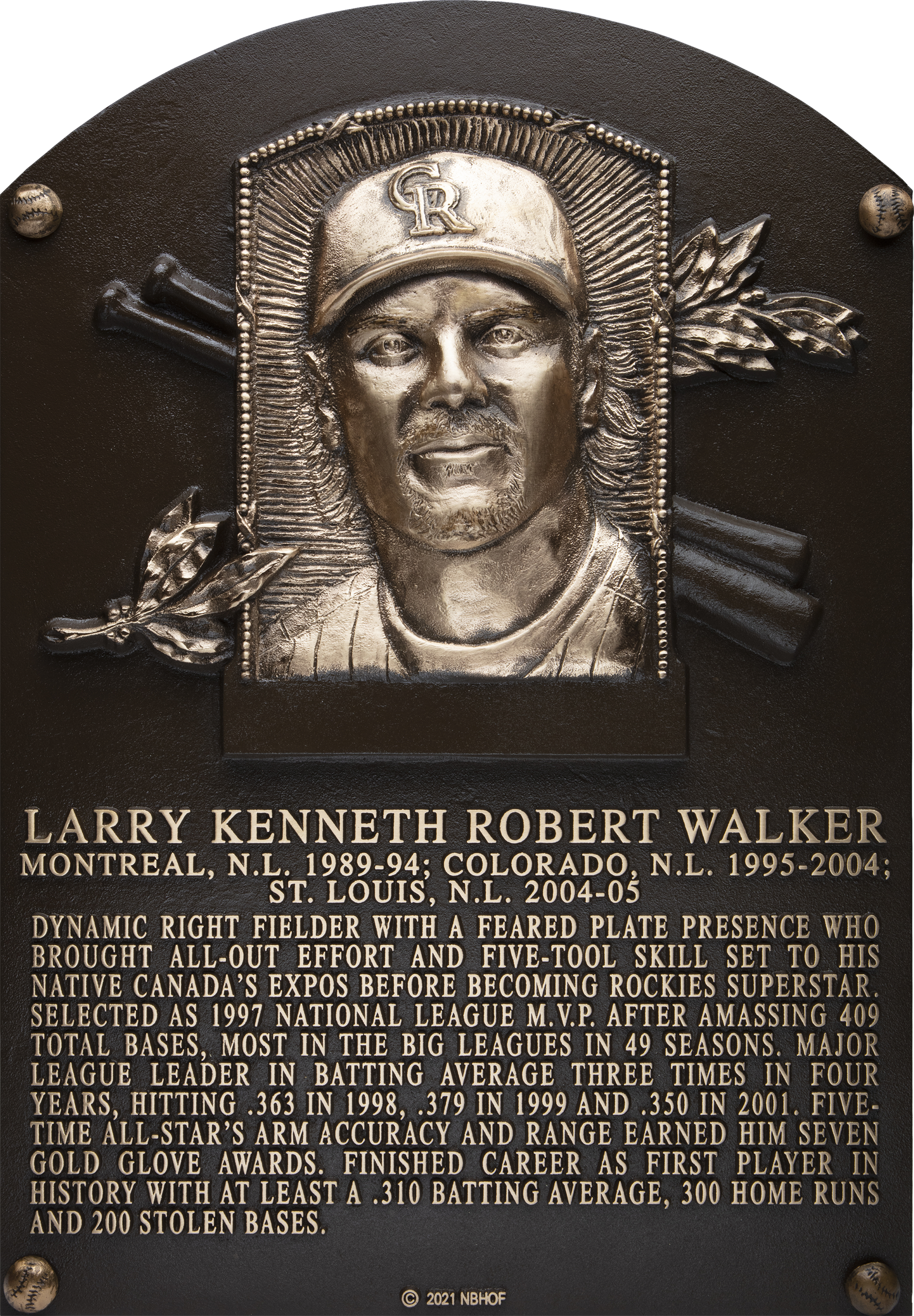 Larry Walker Hall of Fame plaque