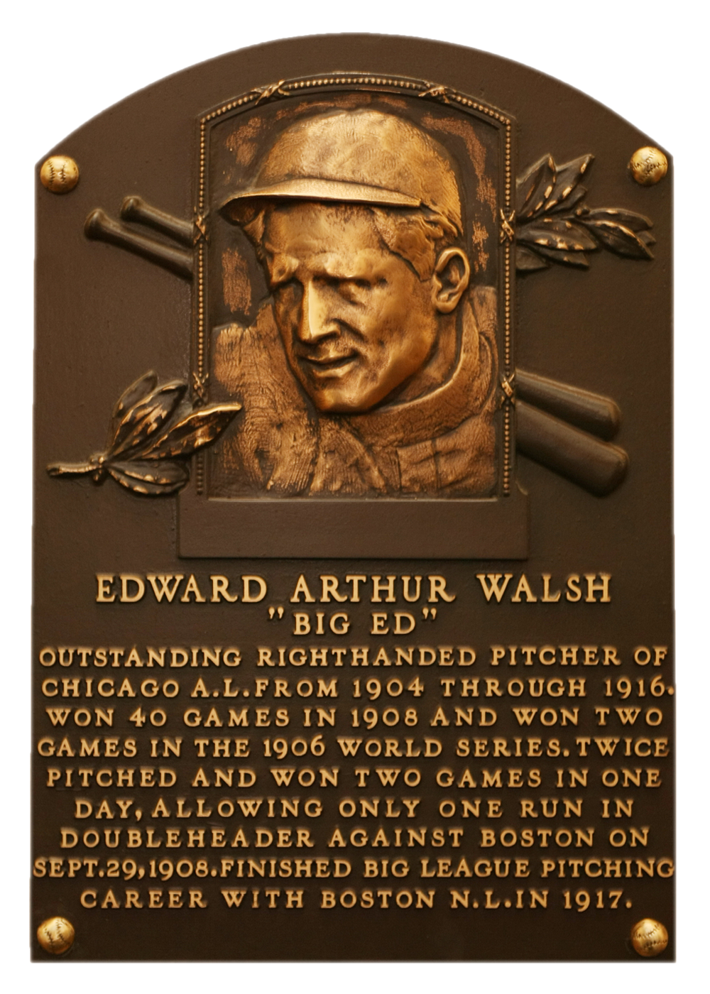 Ed Walsh Hall of Fame plaque