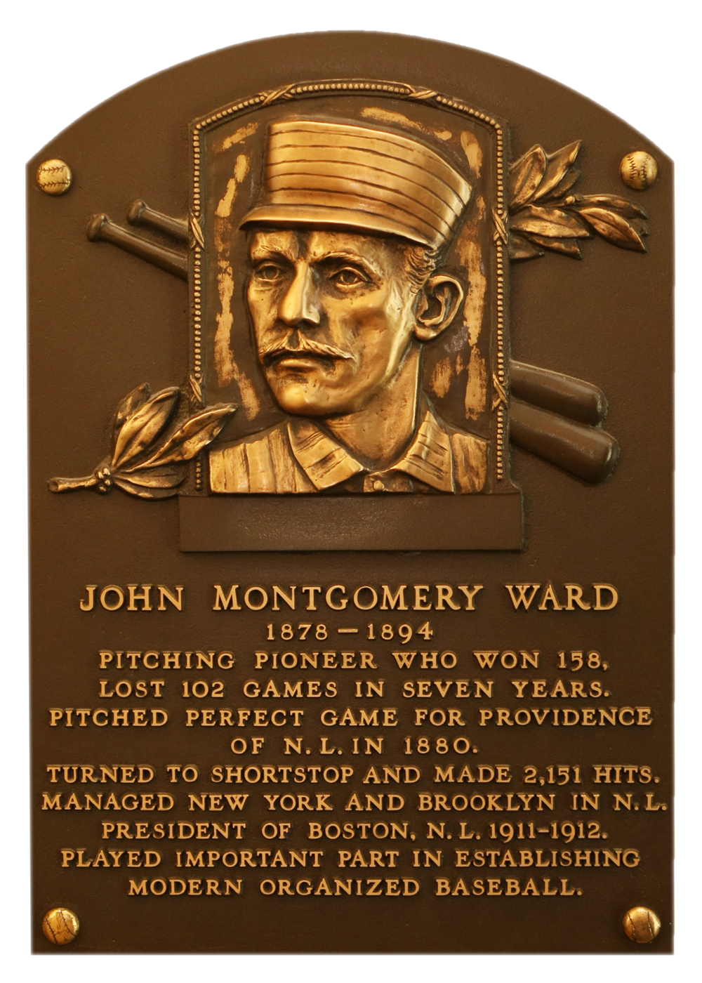 John Ward Hall of Fame plaque