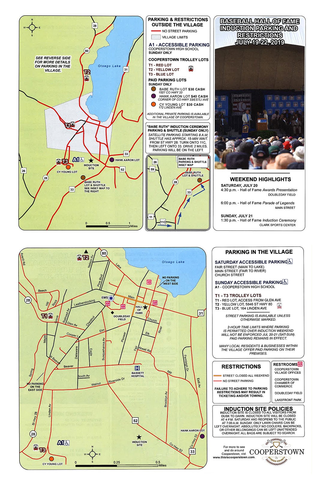 Induction Parking and Restrictions Brochure 2019 | Baseball Hall of Fame