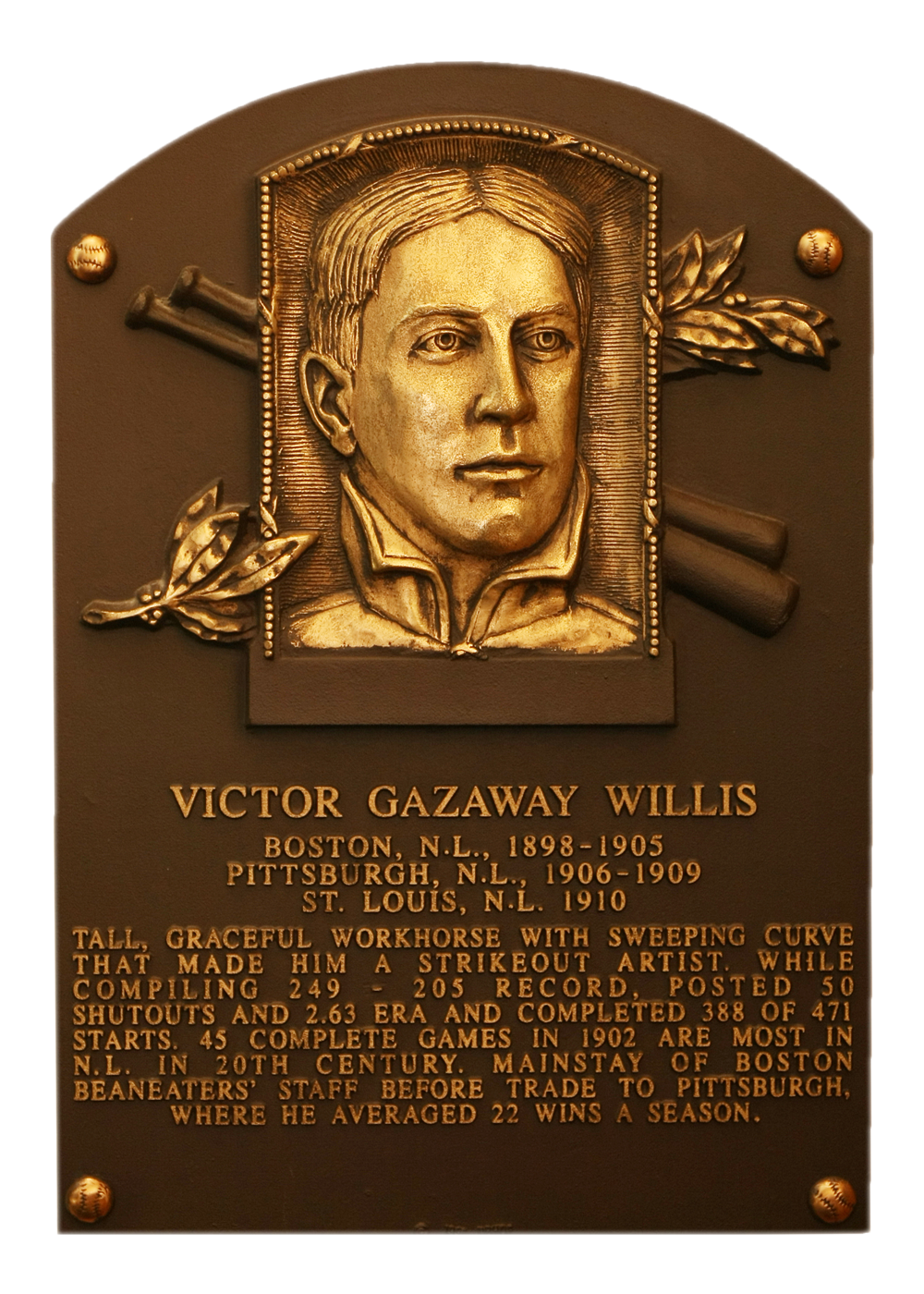 Vic Willis Hall of Fame plaque