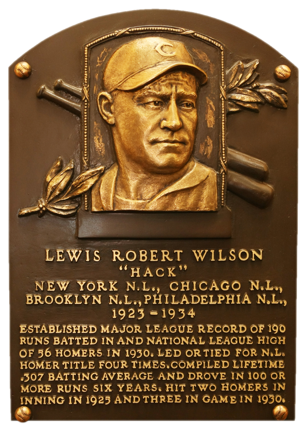 Hack Wilson Hall of Fame plaque