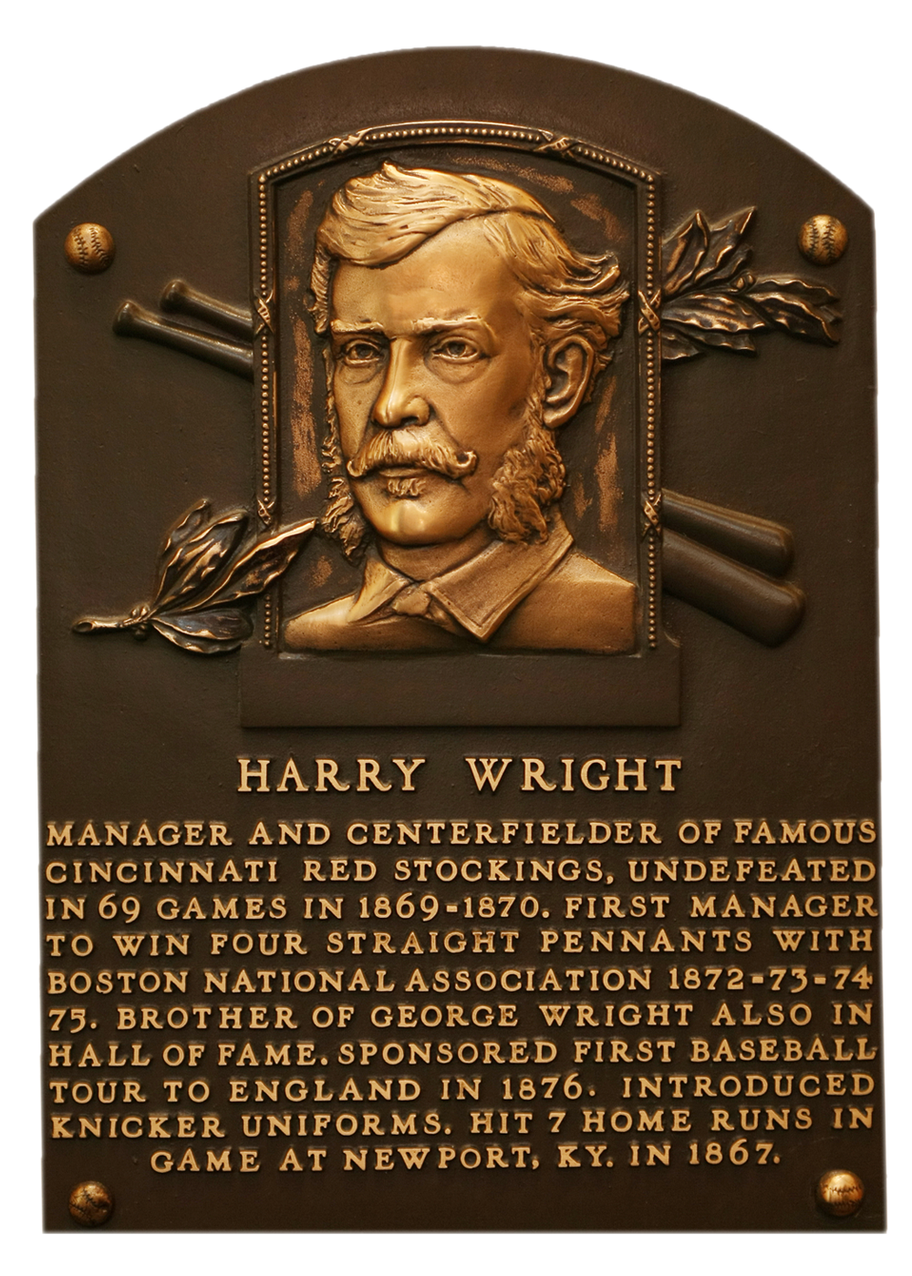 Harry Wright Hall of Fame plaque