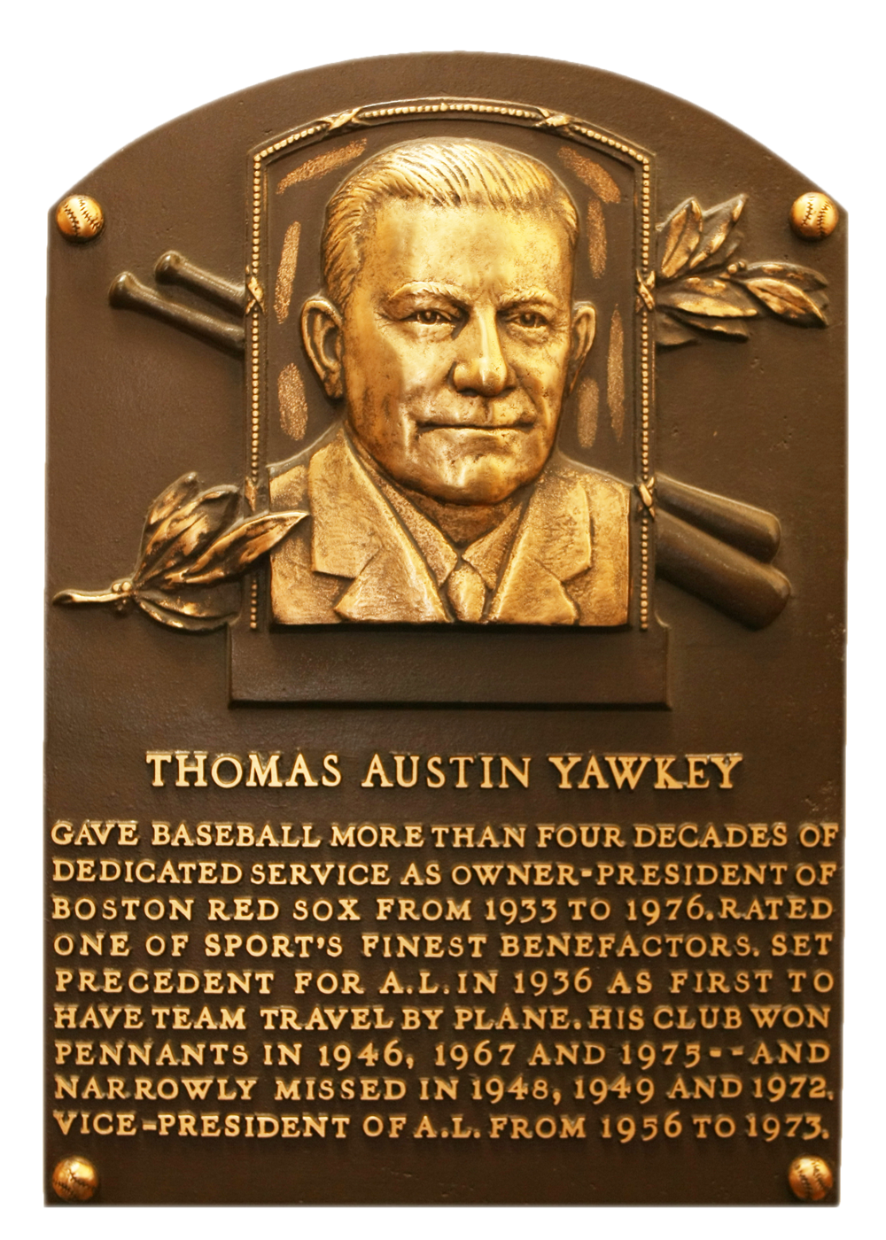 Tom Yawkey Hall of Fame plaque