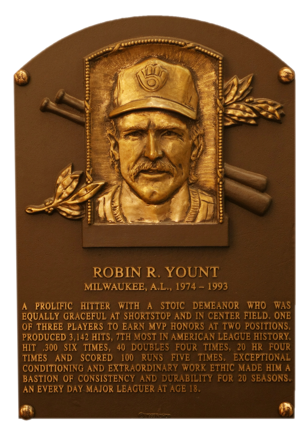 Robin Yount Hall of Fame plaque