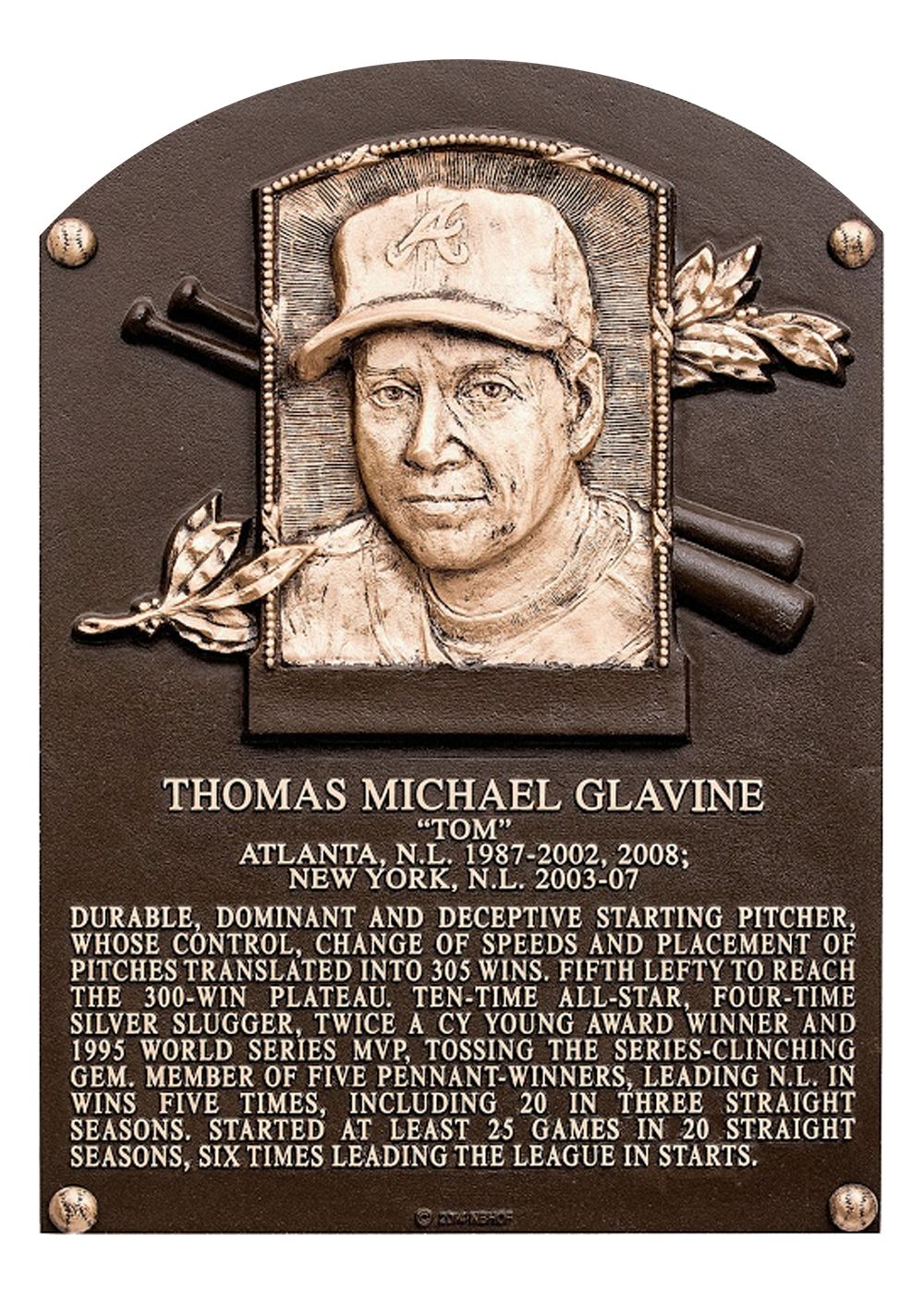 Tom Glavine Hall of Fame plaque