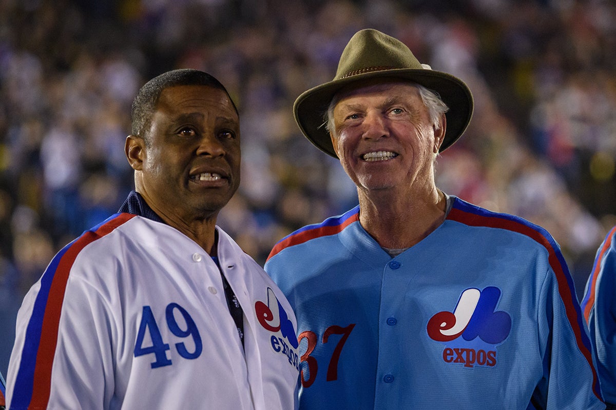 Warren Cromartie and Bill Lee wearing Expos jerseys