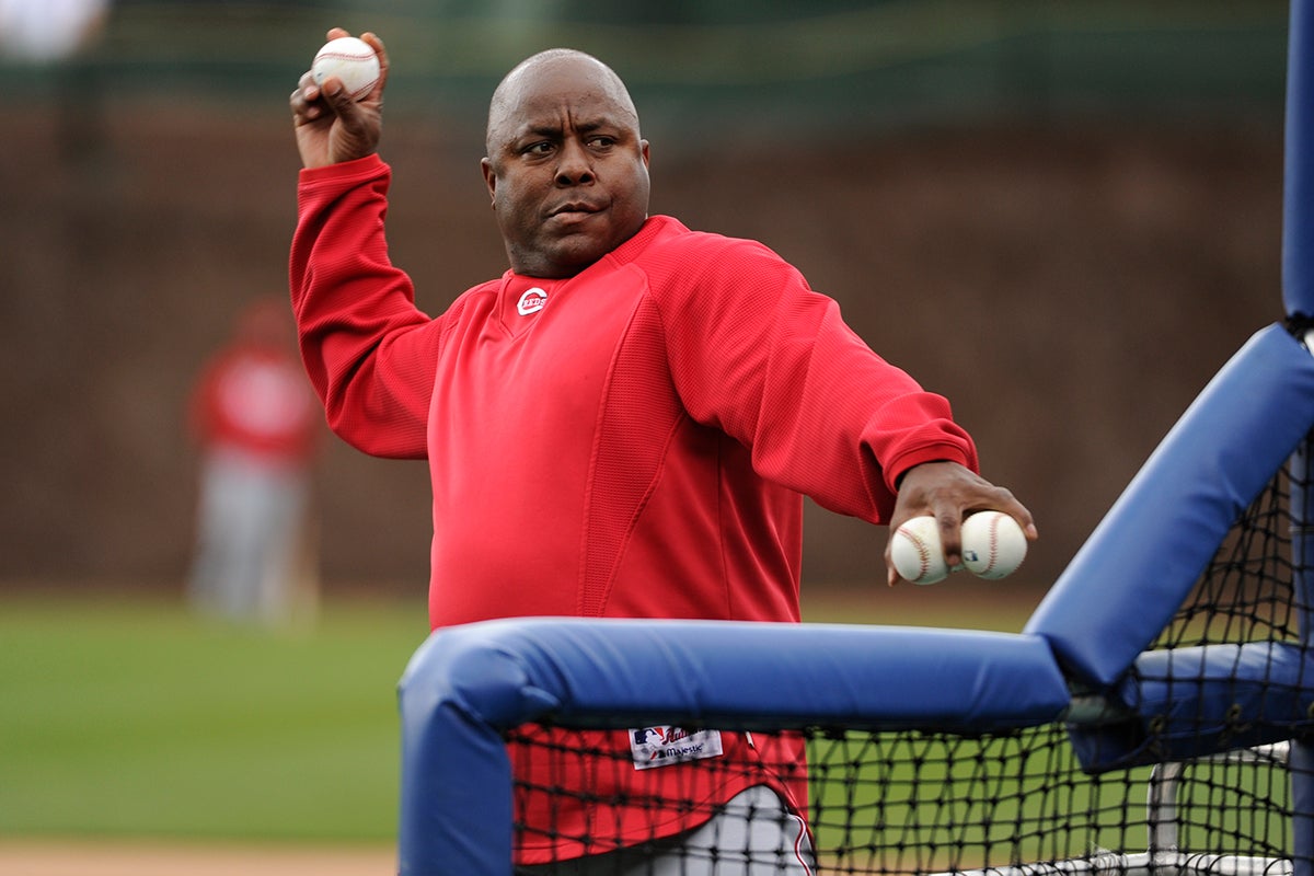 Billy Hatcher throwing batting practice