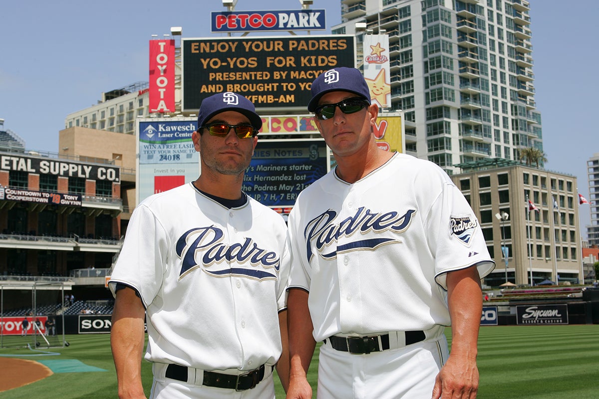 Marcus Giles and Brian Giles in Padres uniforms