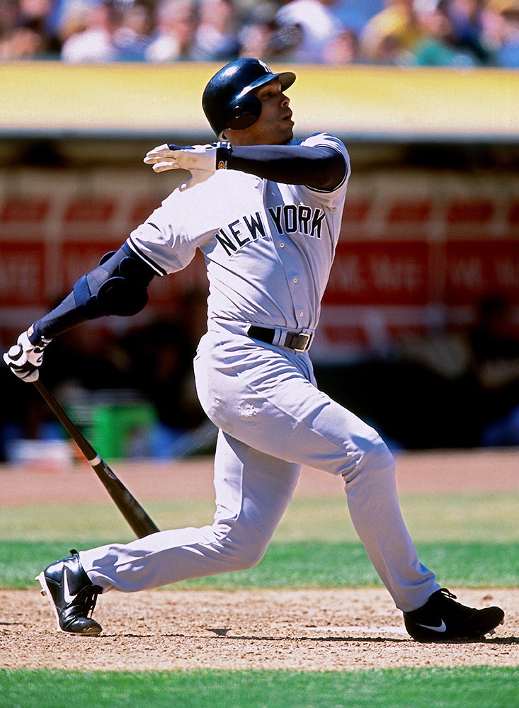 David Justice bats for Yankees