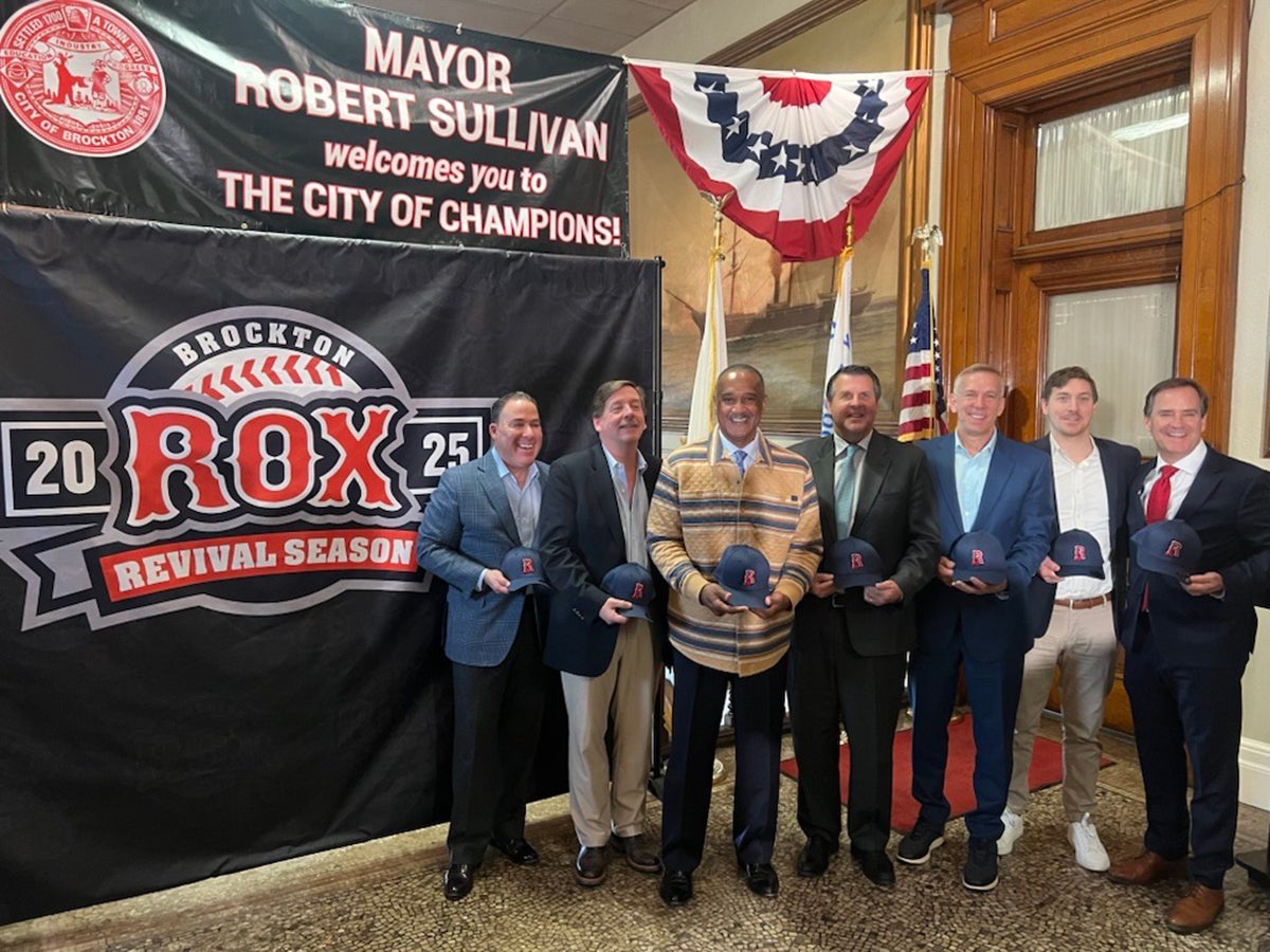 Jim Rice, Brockton Rox ownership group and city officials at press conference