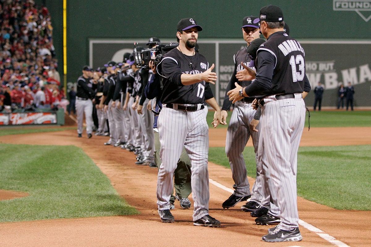 Todd Helton introduced before Game 1 of 2007 World Series