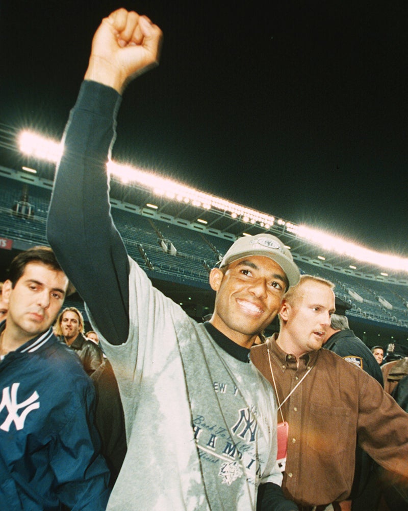 Mariano Rivera celebrates after 1999 World Series