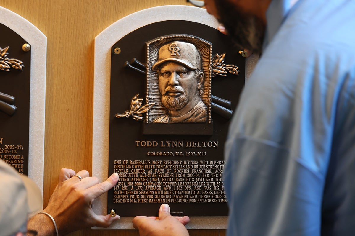 Todd Helton plaque being installed