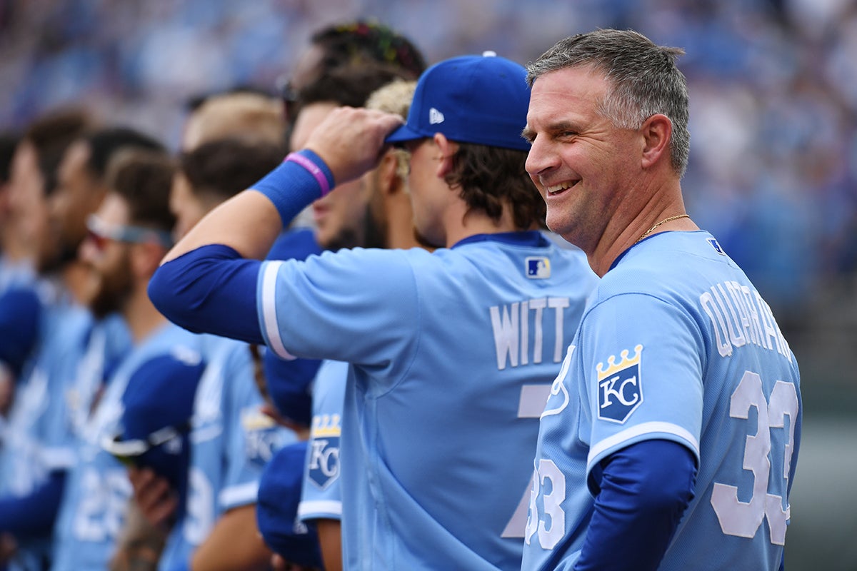 Matt Quatraro in powder blue Royals uniform