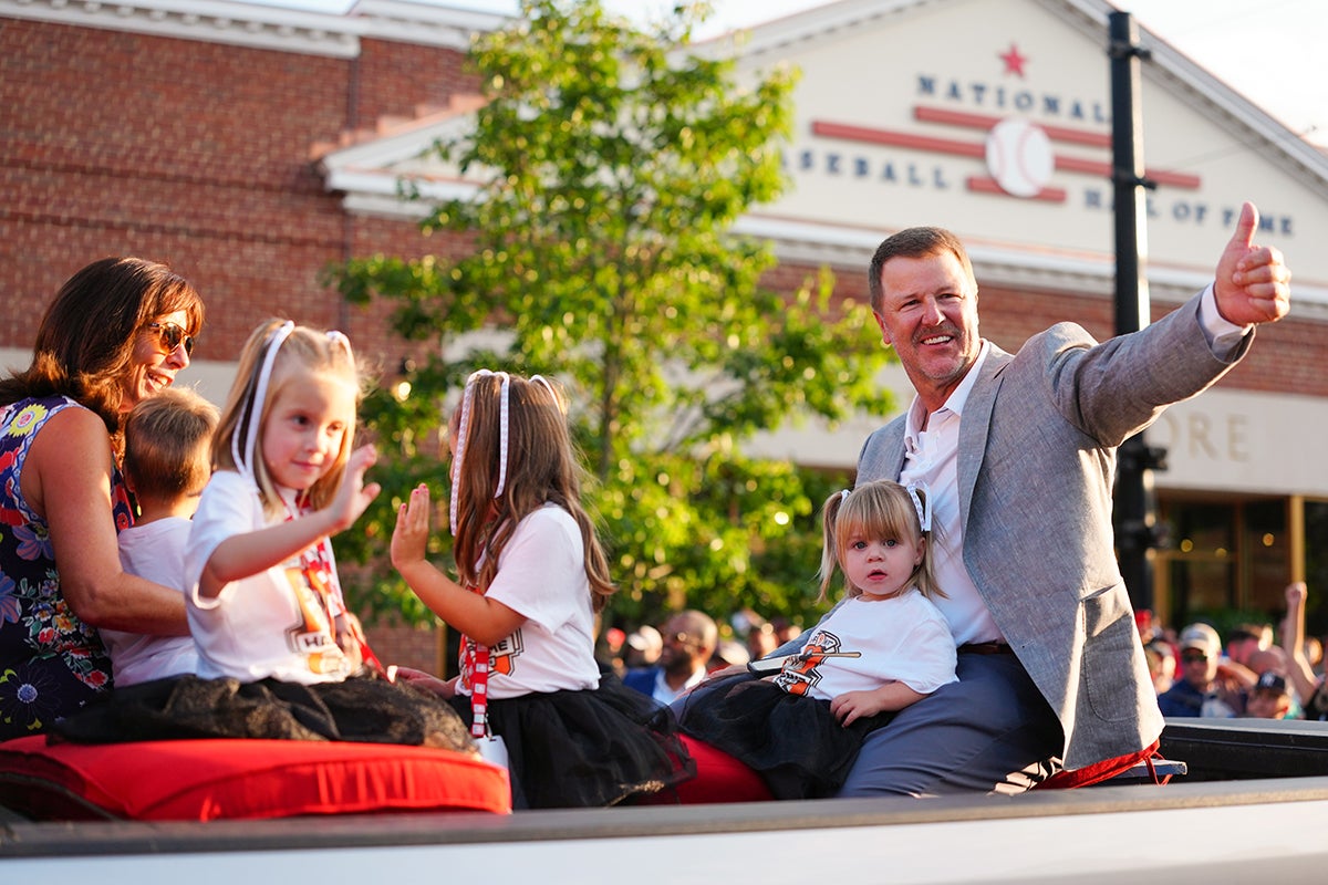 Jeff Kent and family ride in Parade of Legends