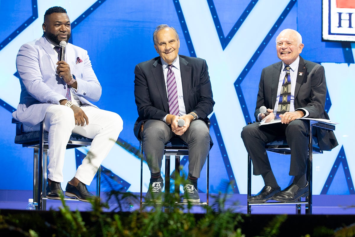 David Ortiz, Joe Torre and Joe Castiglione at Awards Presentation