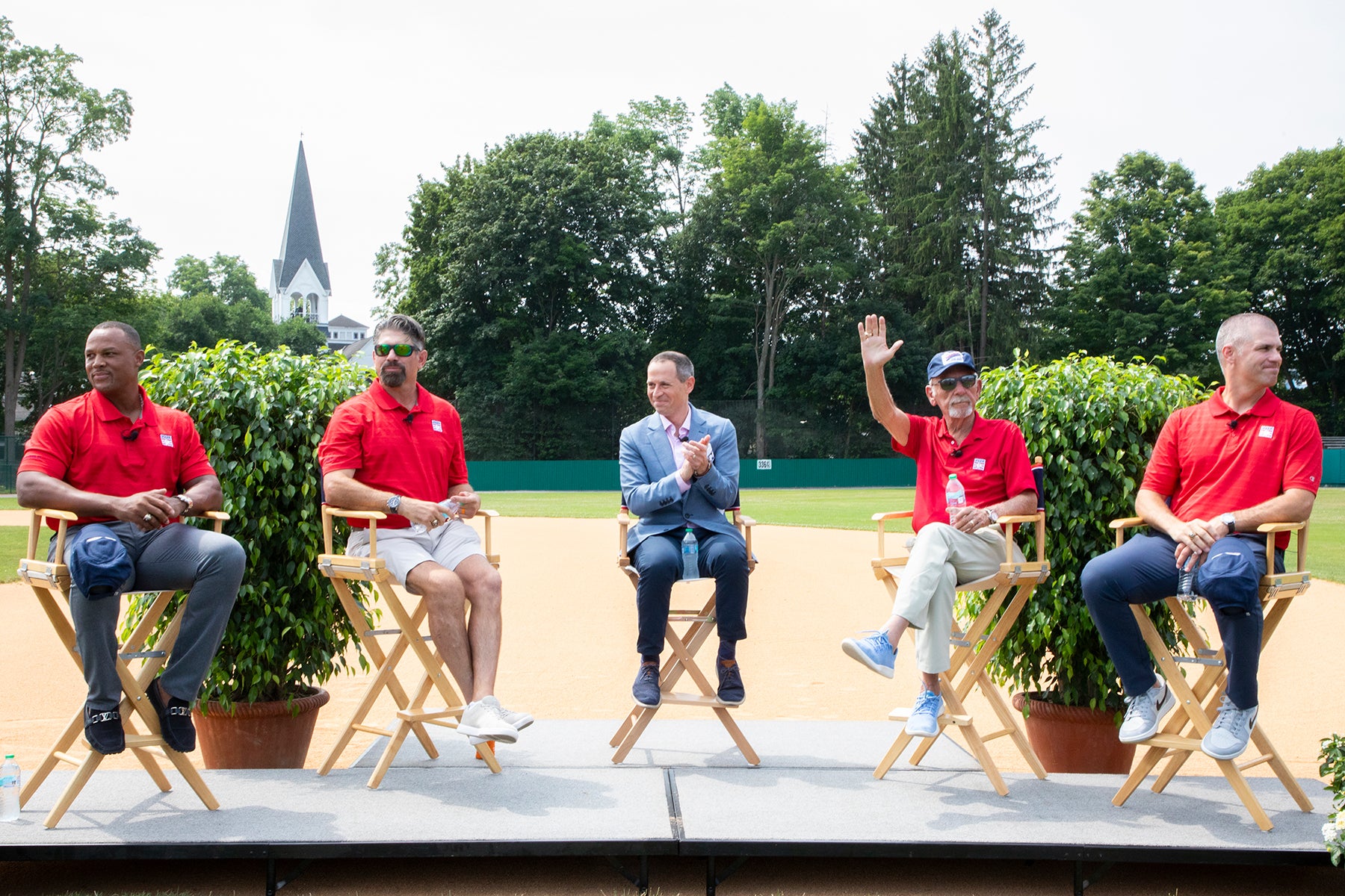 Adrian Beltré, Todd Helton, Jon Morosi, Jim Leyland and Joe Mauer at Legends of the Game Roundtable