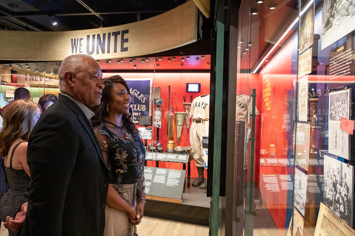 Ozzie Smith views artifacts in The Souls of the Game