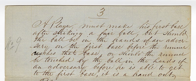 Rules for Match Games of Baseball page 3 number 9