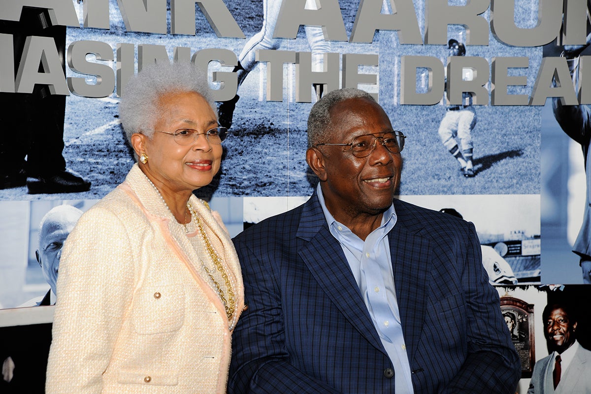 Billye and Hank Aaron at the Chasing the Dream exhibit