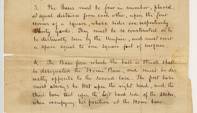 Laws of Base Ball page 1 numbers 3 and 4