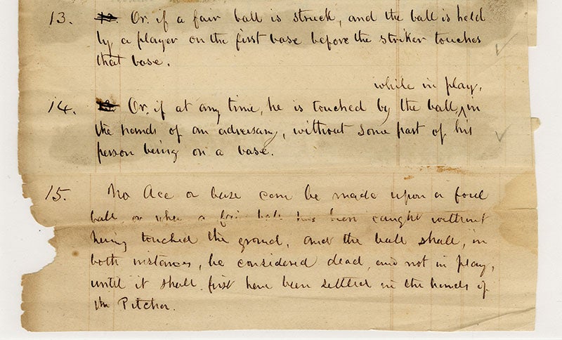 Laws of Base Ball page 2 numbers 13, 14 and 15